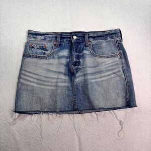 Aeropostale Y2K Denim Mini Skirt Distressed Blue Women's 3/4
